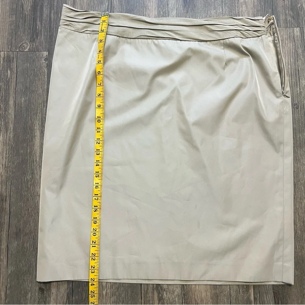 Rena Lange Knee Length Beige Pencil Straight Side Zip Women's Skirt Plus Size 16